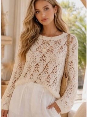 Christian Lacroix Open weave Lightweight Sweater - Cream